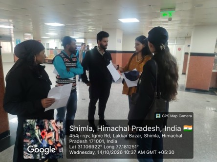राजकीय कन्या महाविद्यालय की NSS स्वयंसेवियों ने IGMC शिमला अस्पताल में अपनी सेवाएं दी 14 अक्टूबर 2026 